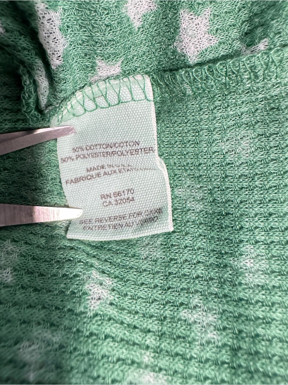 Free People Green Star Print Thermal Long Sleeve Top Size L - Picture 8 of 10